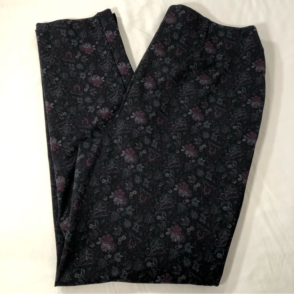 Chicos Pull on Elastic Waist Floral Wonderland Pants Sz 2/Lg/12